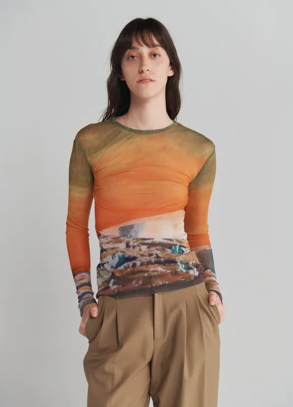 Printed Mesh Top sold by Monse