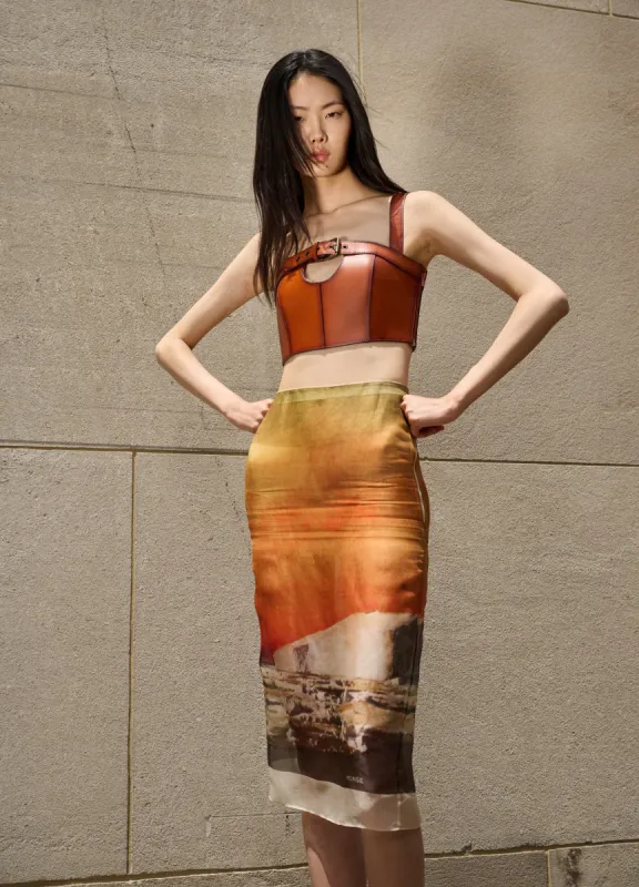 Printed Organza Pencil Skirt sold by Monse