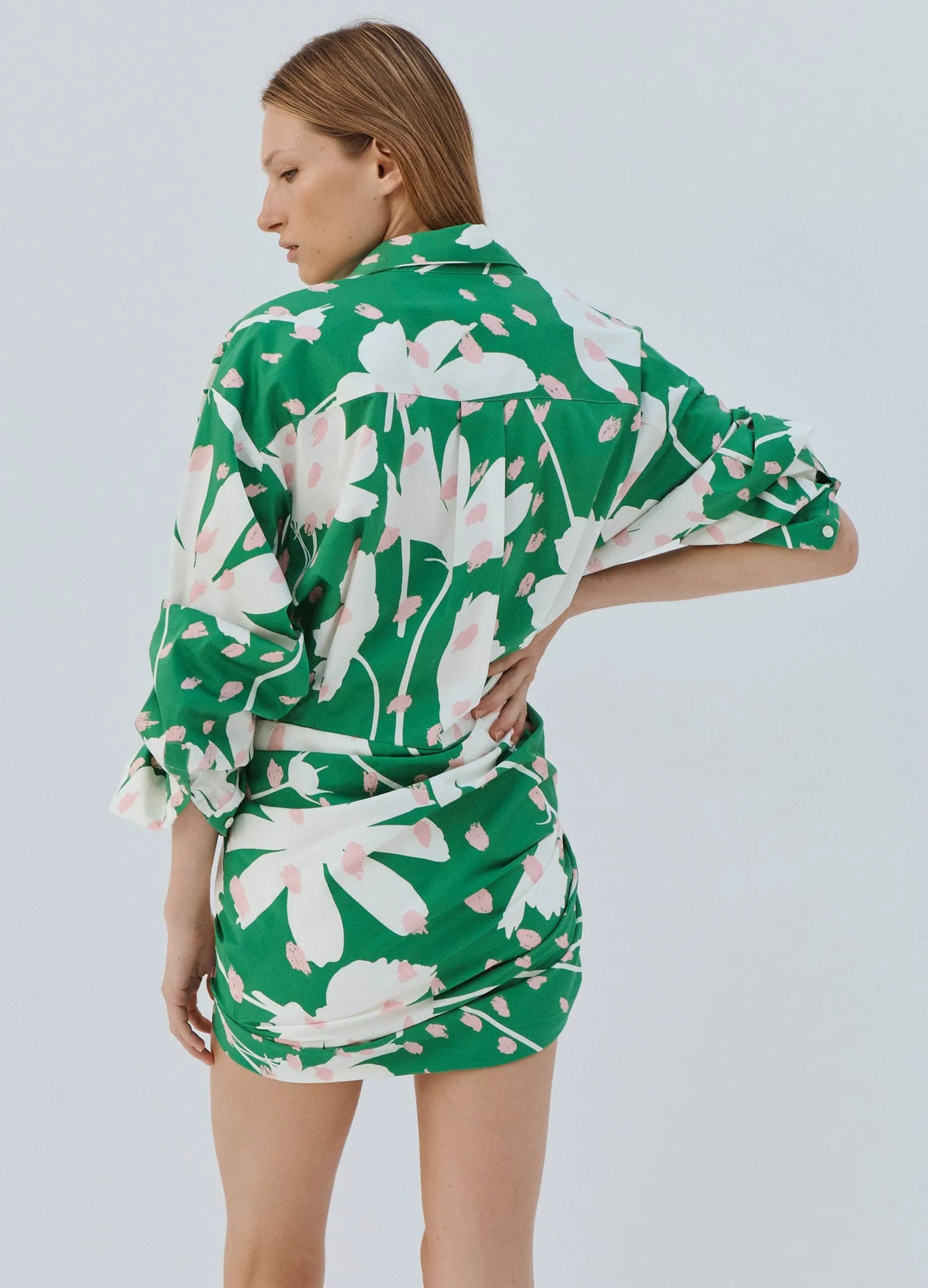 Floral Print Wrap Shirt Dress sold by Monse product image thumbnail 3