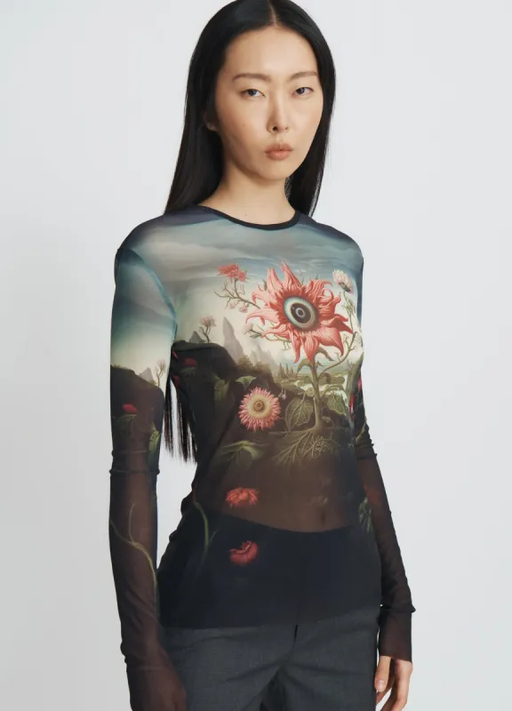Printed Mesh Top sold by Monse