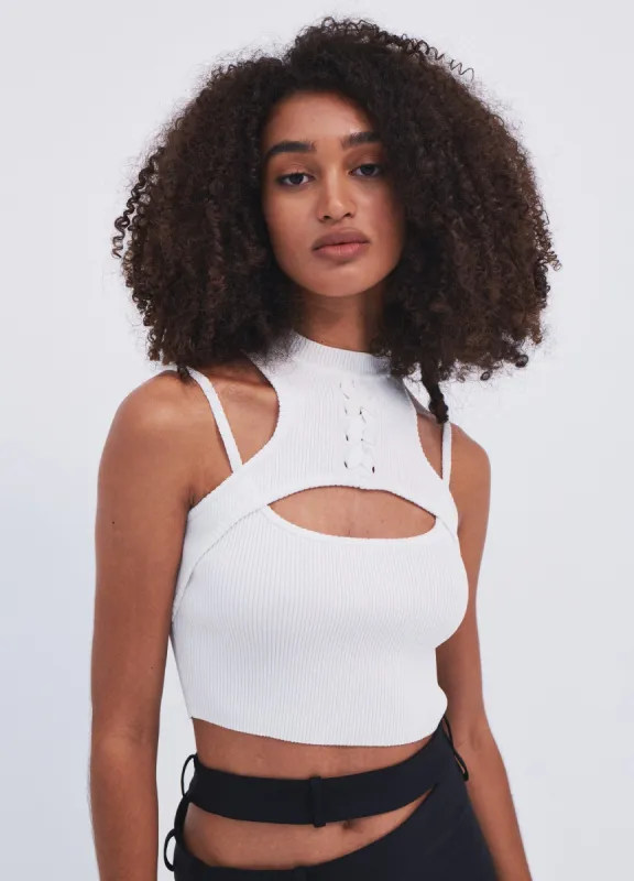 Halter Neck Knit Cropped Top sold by Monse