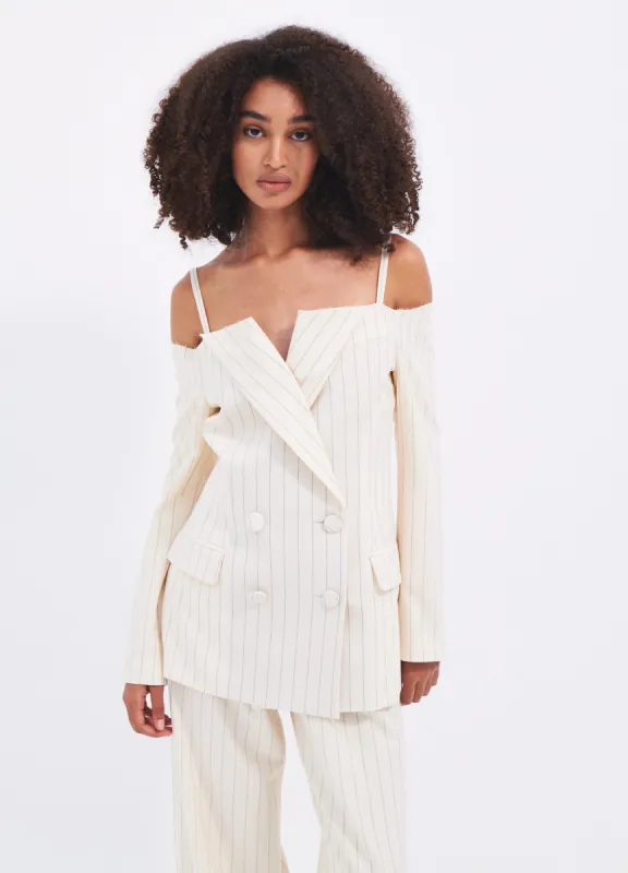Off The Shoulder Pinstripe Blazer sold by Monse