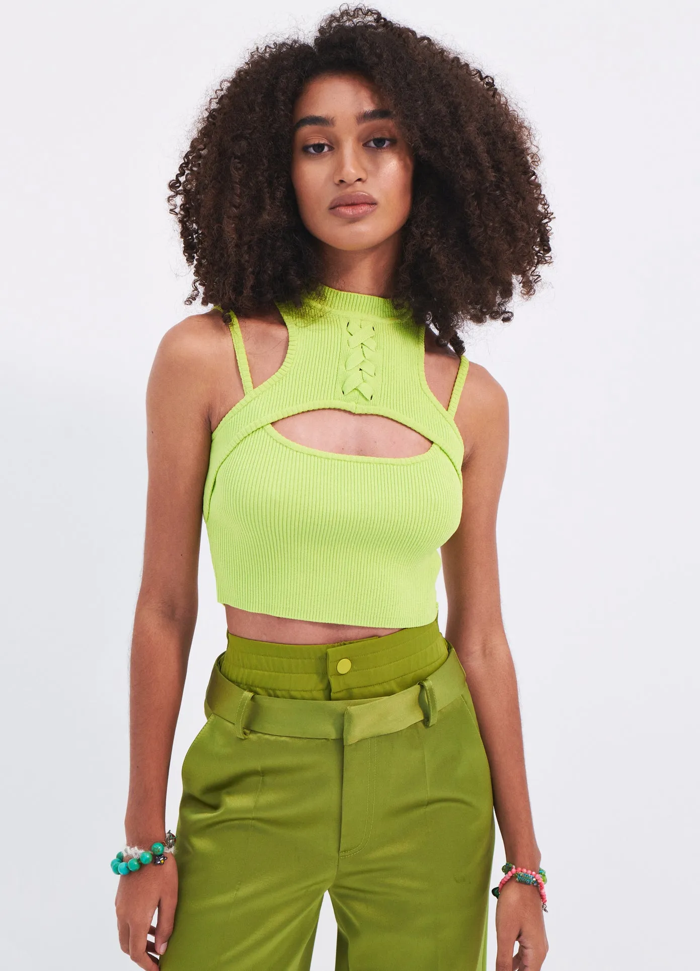 Halter Neck Knit Cropped Top sold by Monse