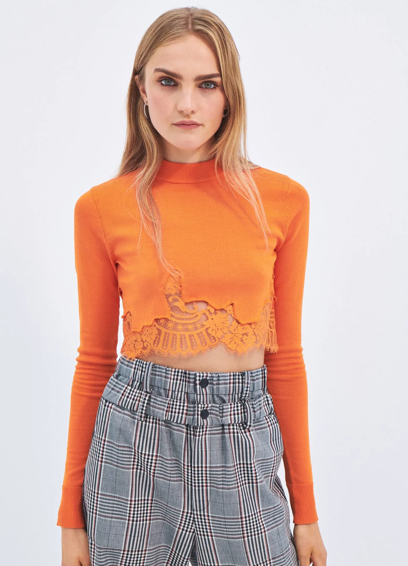 Lace Hem Cropped Sweater sold by Monse