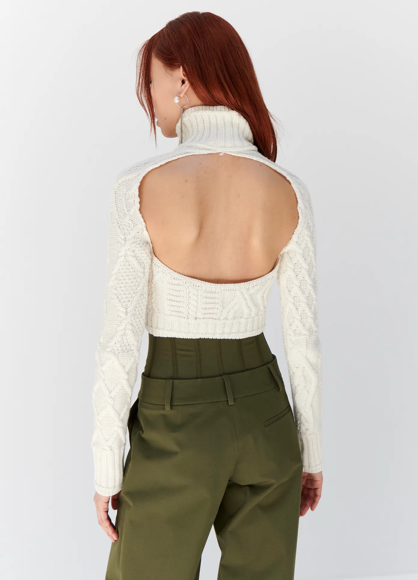 Cropped Cable Sweater sold by Monse product image thumbnail 4