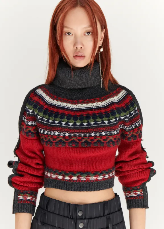 Cropped Fairisle Turtleneck Sweater sold by Monse