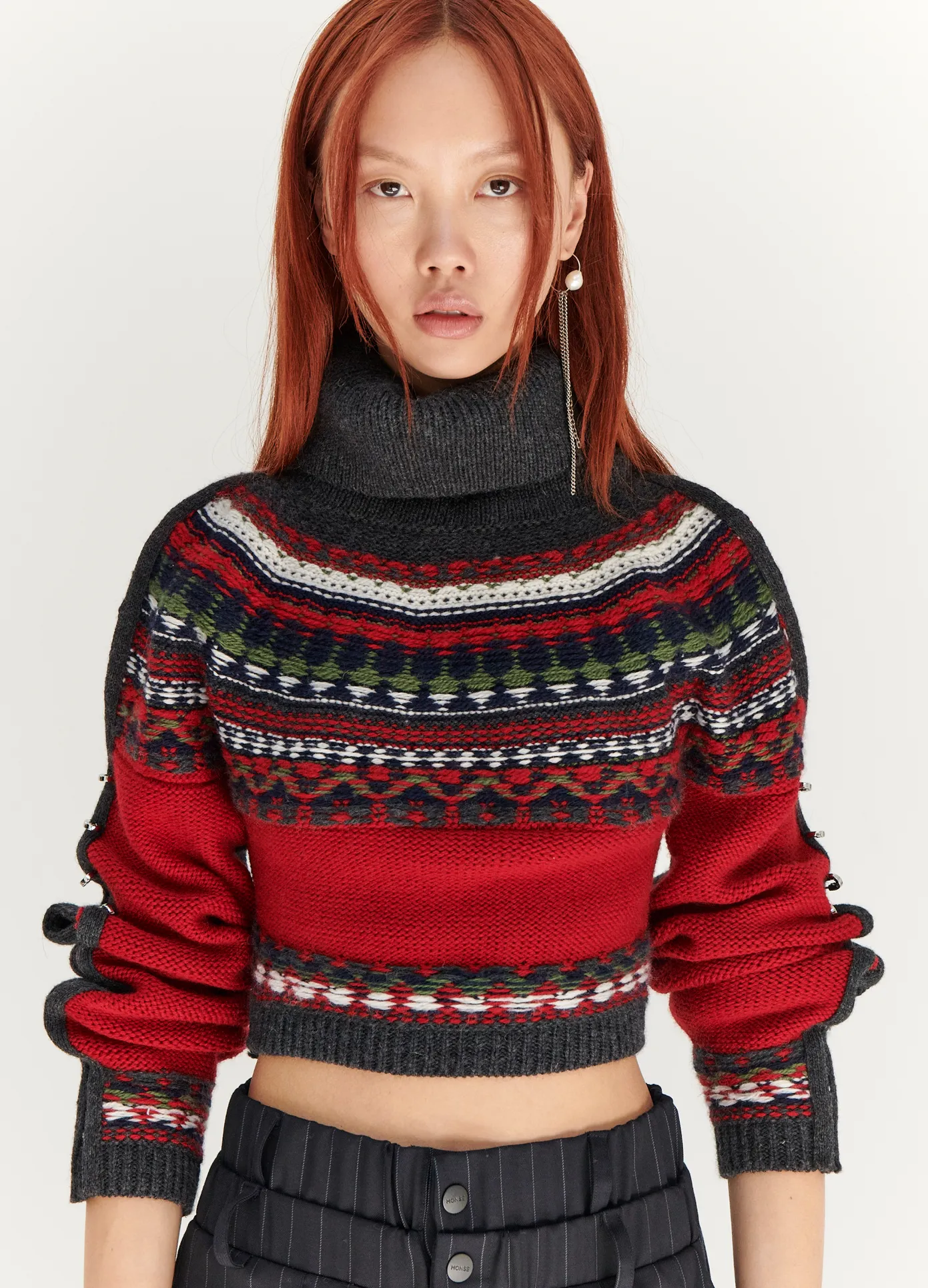 Cropped Fairisle Turtleneck Sweater sold by Monse