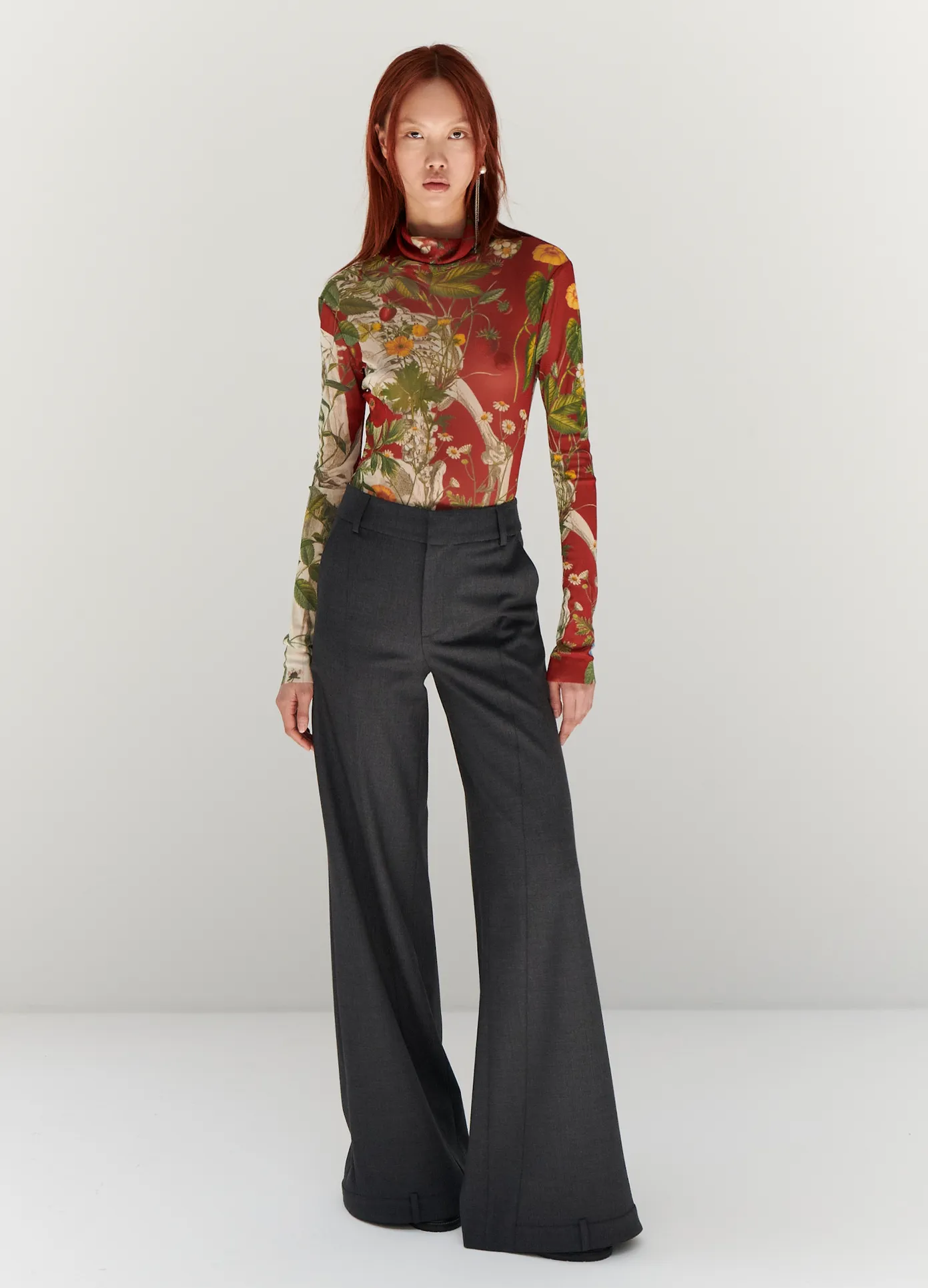 Floral Skeleton Print Mesh Turtleneck sold by Monse product image thumbnail 2