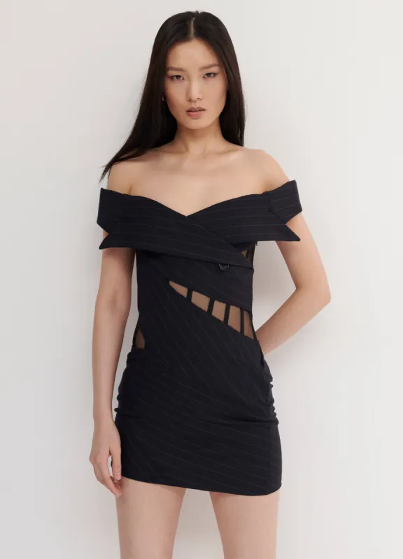 Off the Shoulder Corset Detail Cocktail sold by Monse