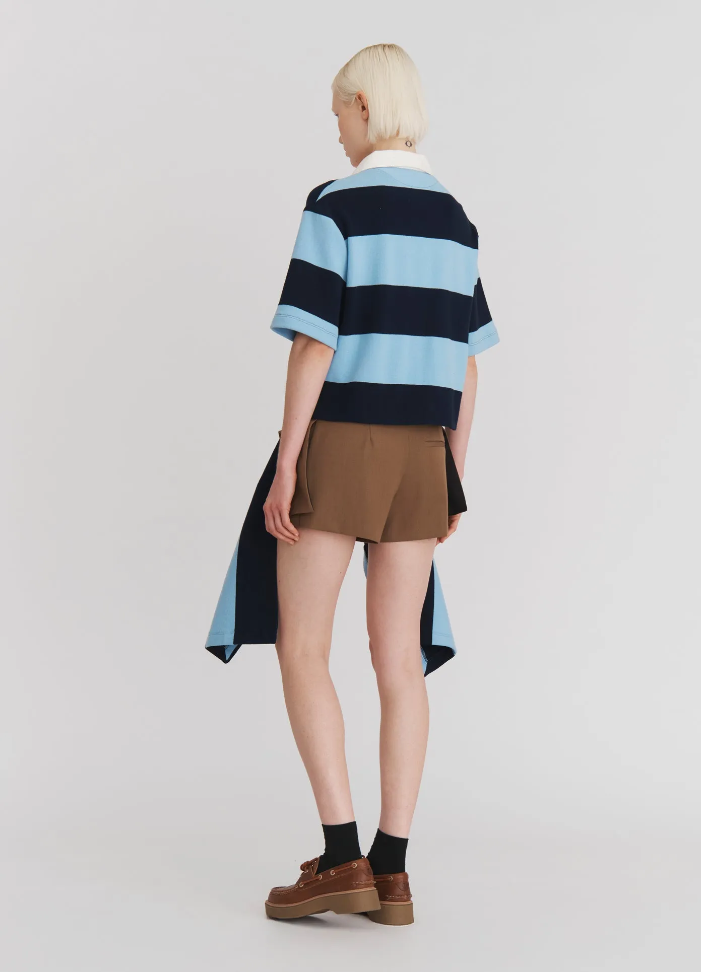 Striped Cascade Half Placket Knitted Top sold by Monse product image thumbnail 4