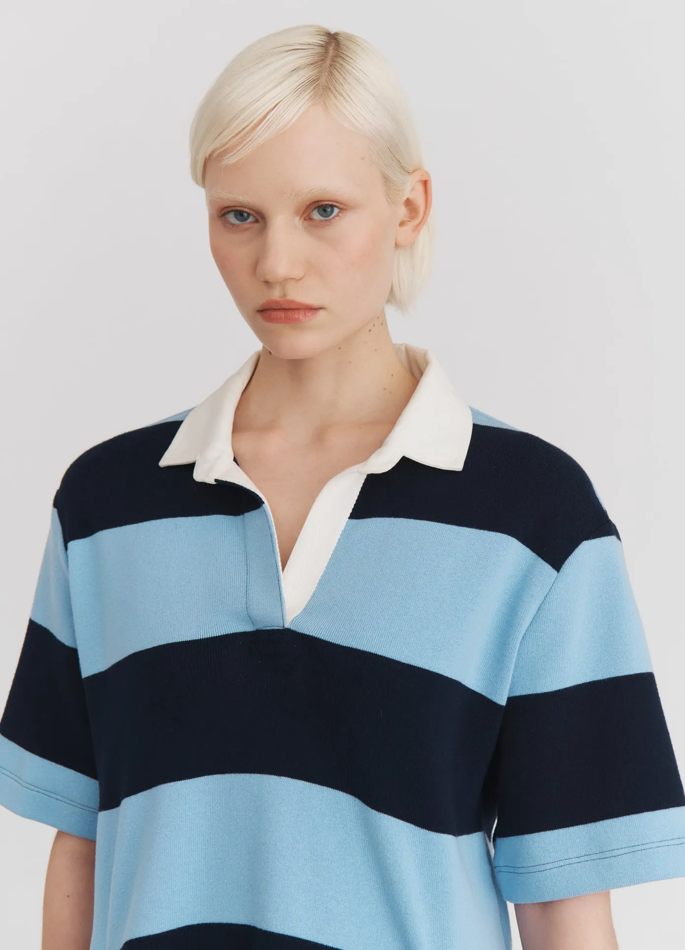 Striped Cascade Half Placket Knitted Top sold by Monse product image thumbnail 2