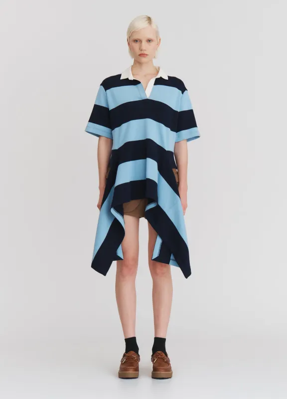 Striped Cascade Half Placket Knitted Top sold by Monse