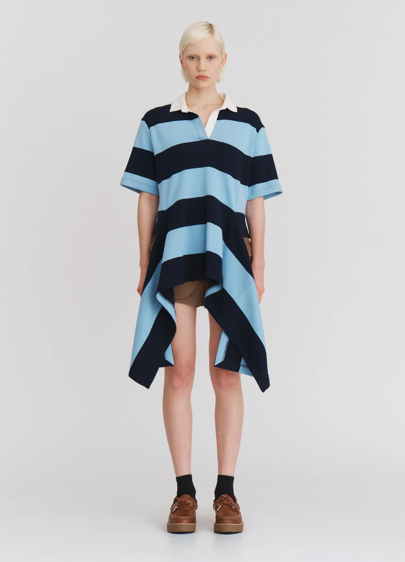 Striped Cascade Half Placket Knitted Top sold by Monse