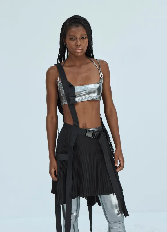 Haute Monde Buckle Belt Pleated Maxi Skirt | Parallel