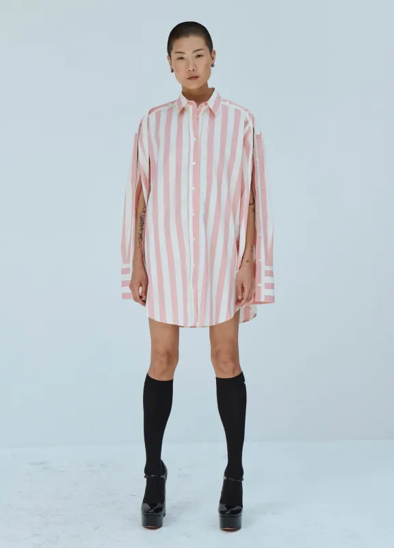 Striped Tie Back Sleeve Shirt Dress sold by Monse