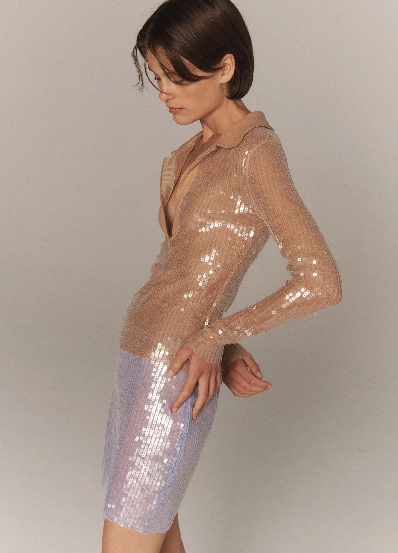 Sheer Sequin Mini Skirt sold by Monse product image thumbnail 3