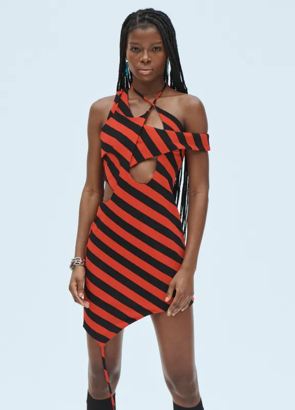 Striped Asymmetrical Over the Shoulder Keyhole Dress sold by Monse