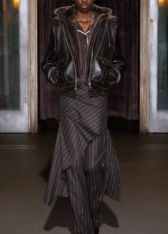 Shearling Combo Leather Bomber Jacket sold by Monse