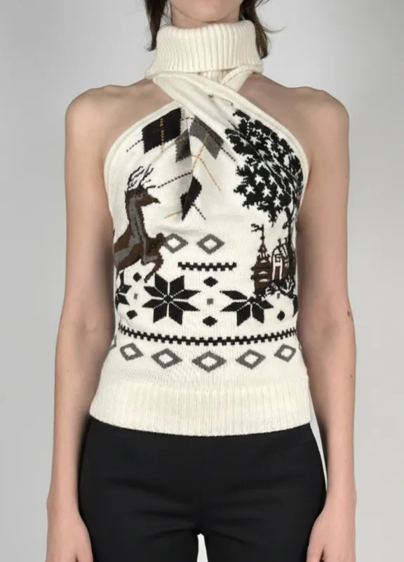 Mixed Fair Isle Halter Top sold by Monse