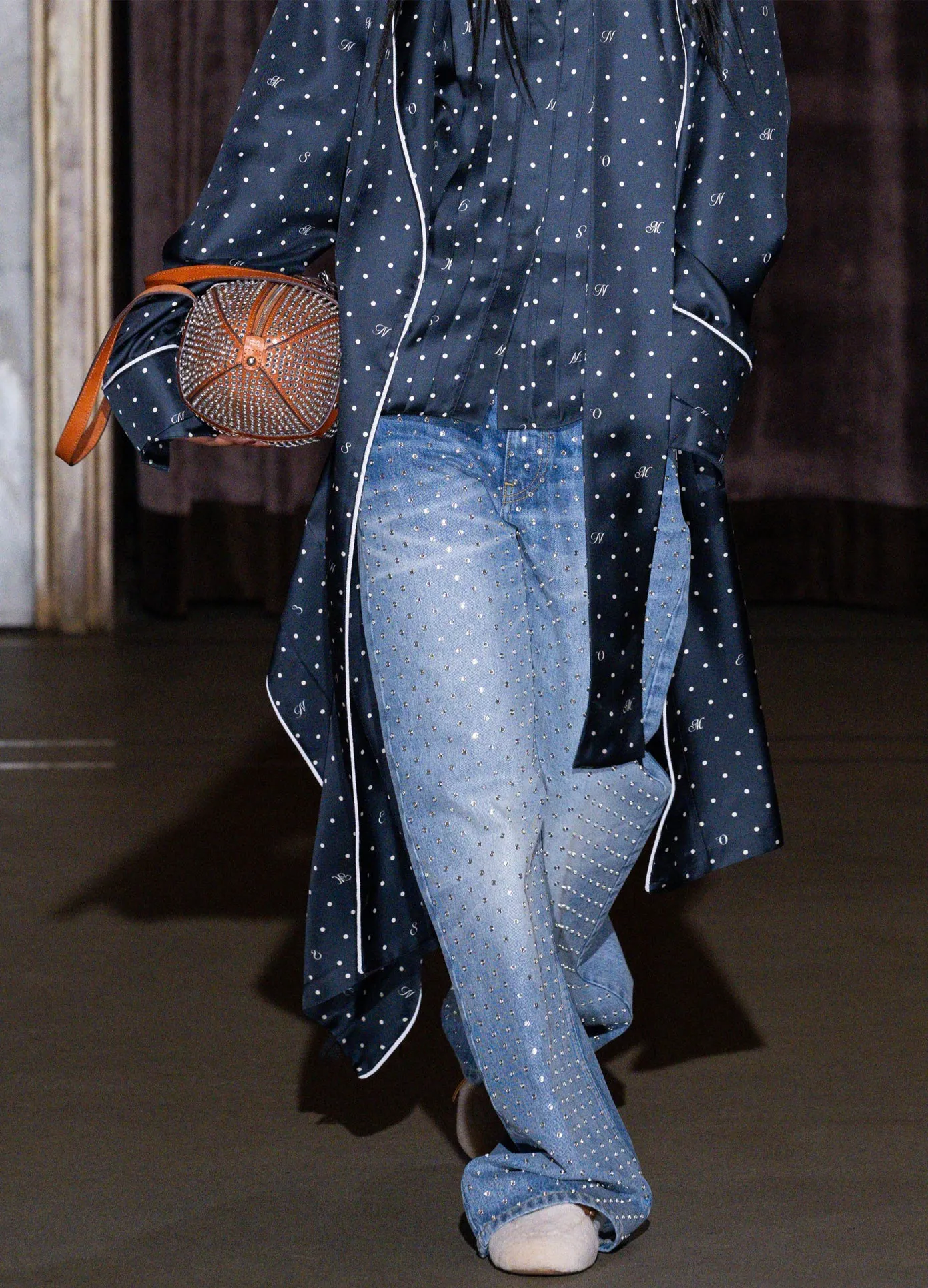 Denim Jean With Crystal Studs sold by Monse