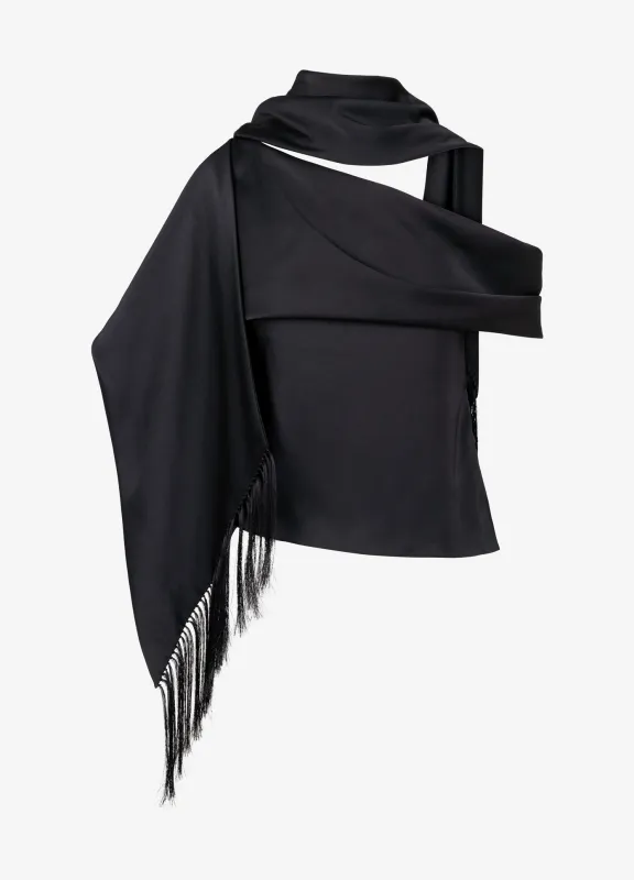 Sleeveless Asymmetric Hem Scarf Top sold by Monse