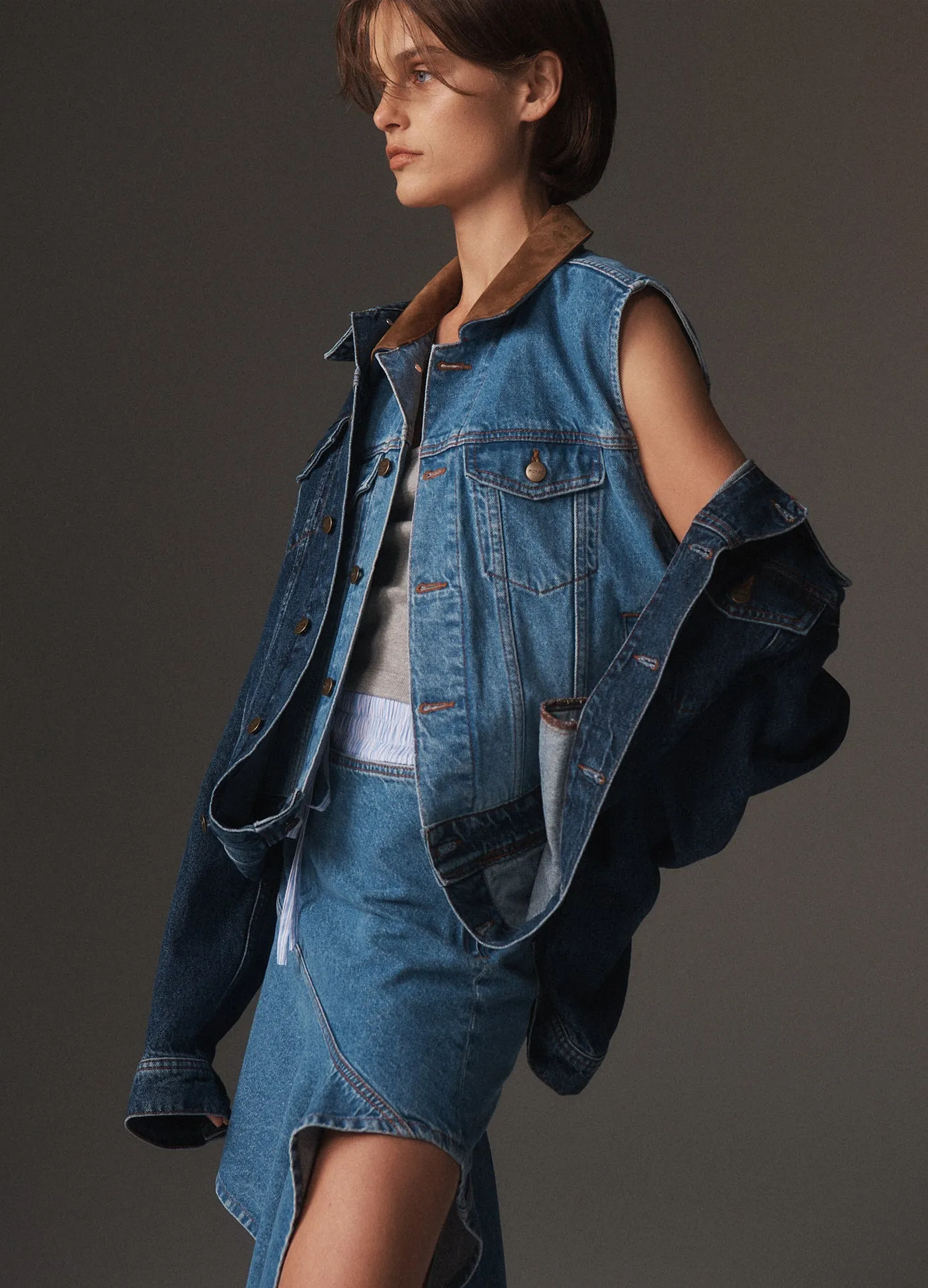 Loop Hem Doubled Denim Jacket sold by Monse product image thumbnail 2