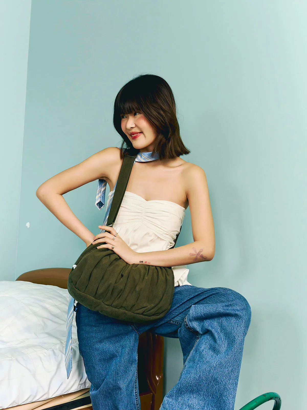 Small Croissant Sling (Corduroy Olive) sold by Good Totes product image thumbnail 4