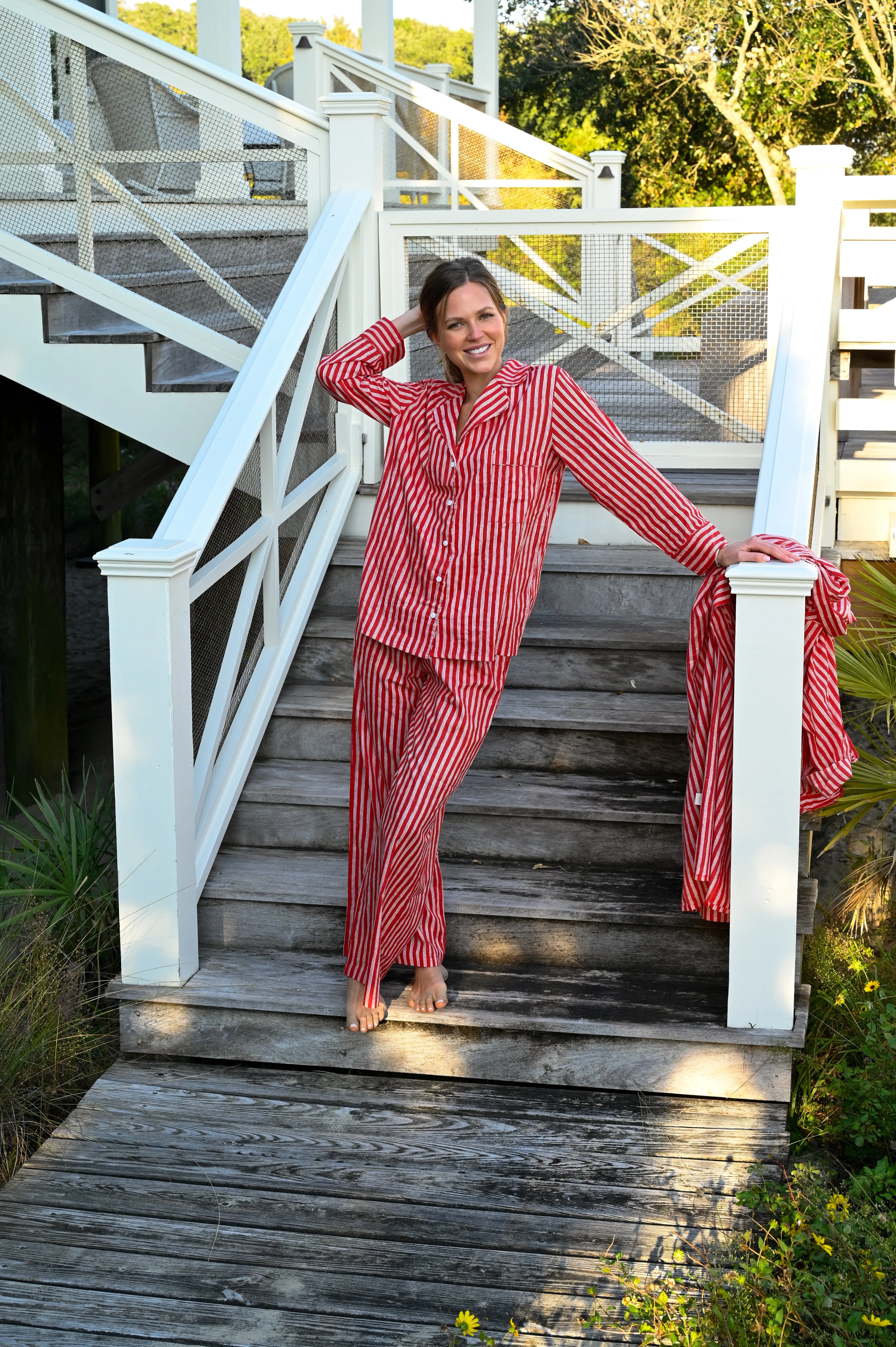 Cozy Pajama Set - Red Stripe sold by Darling Loungewear product image thumbnail 4