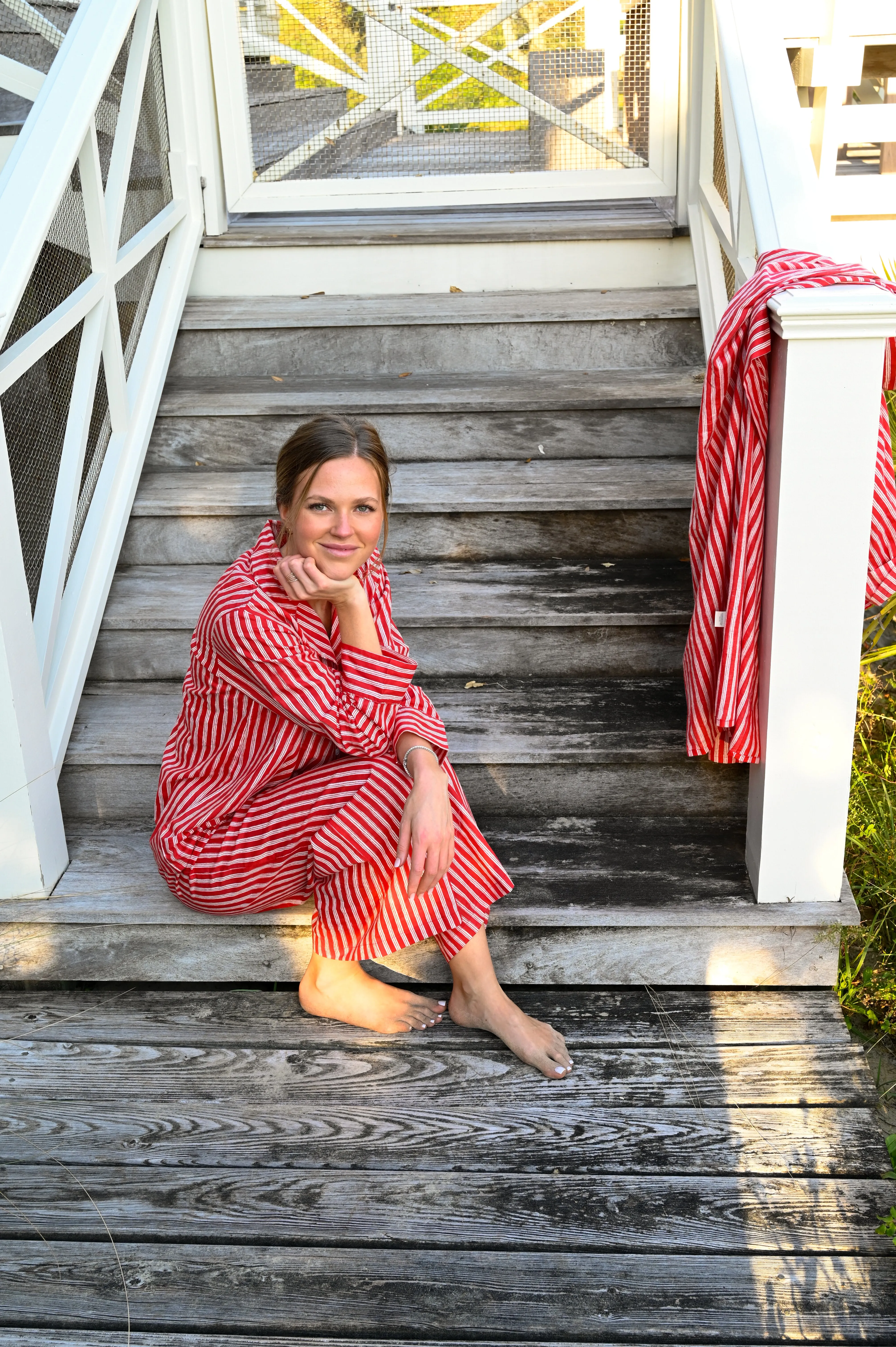 Cozy Pajama Set - Red Stripe sold by Darling Loungewear product image thumbnail 3