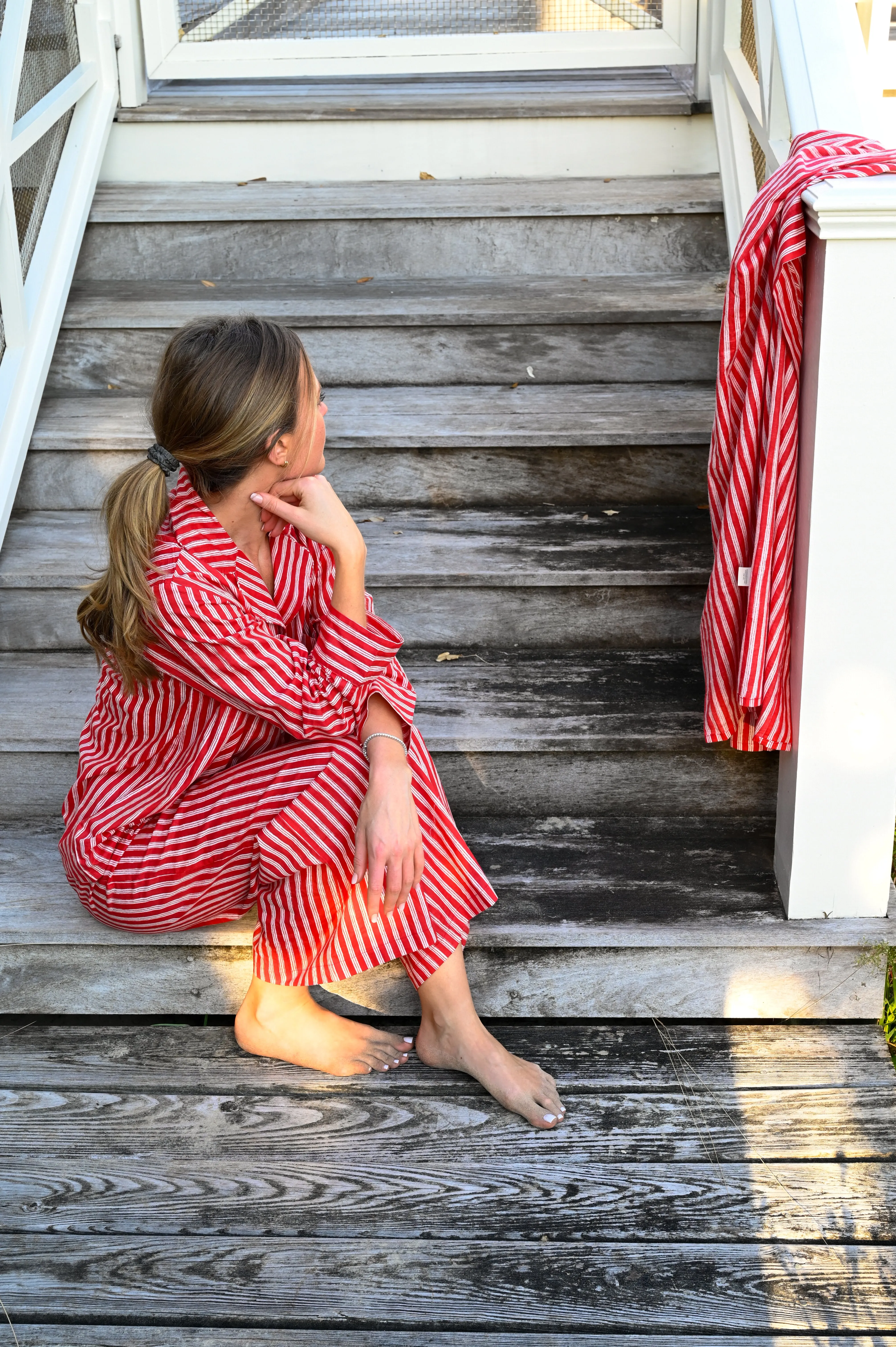 Cozy Pajama Set - Red Stripe sold by Darling Loungewear product image thumbnail 2
