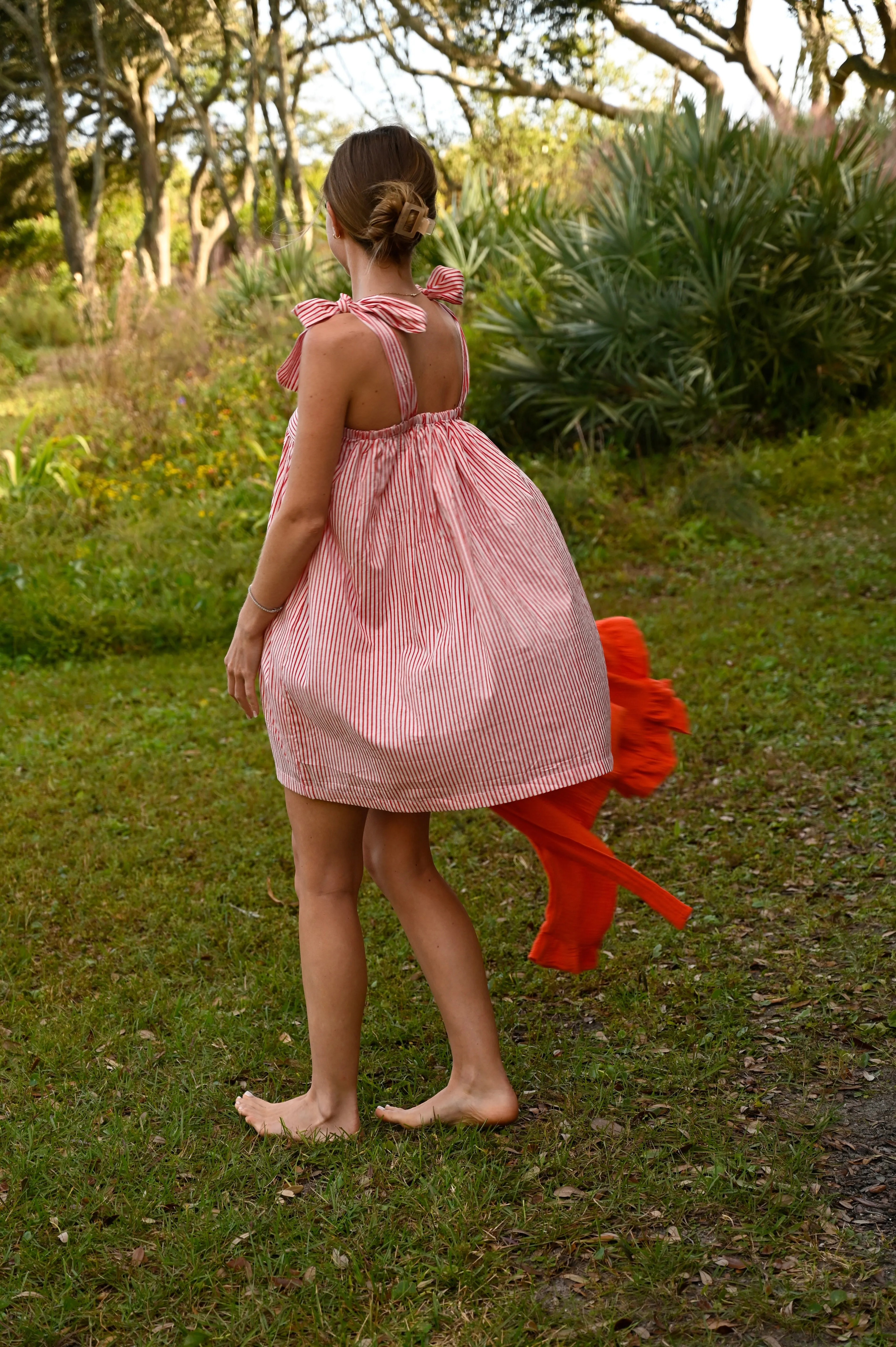 Tie Sleep Dress - Red and White Stipe sold by Darling Loungewear product image thumbnail 5