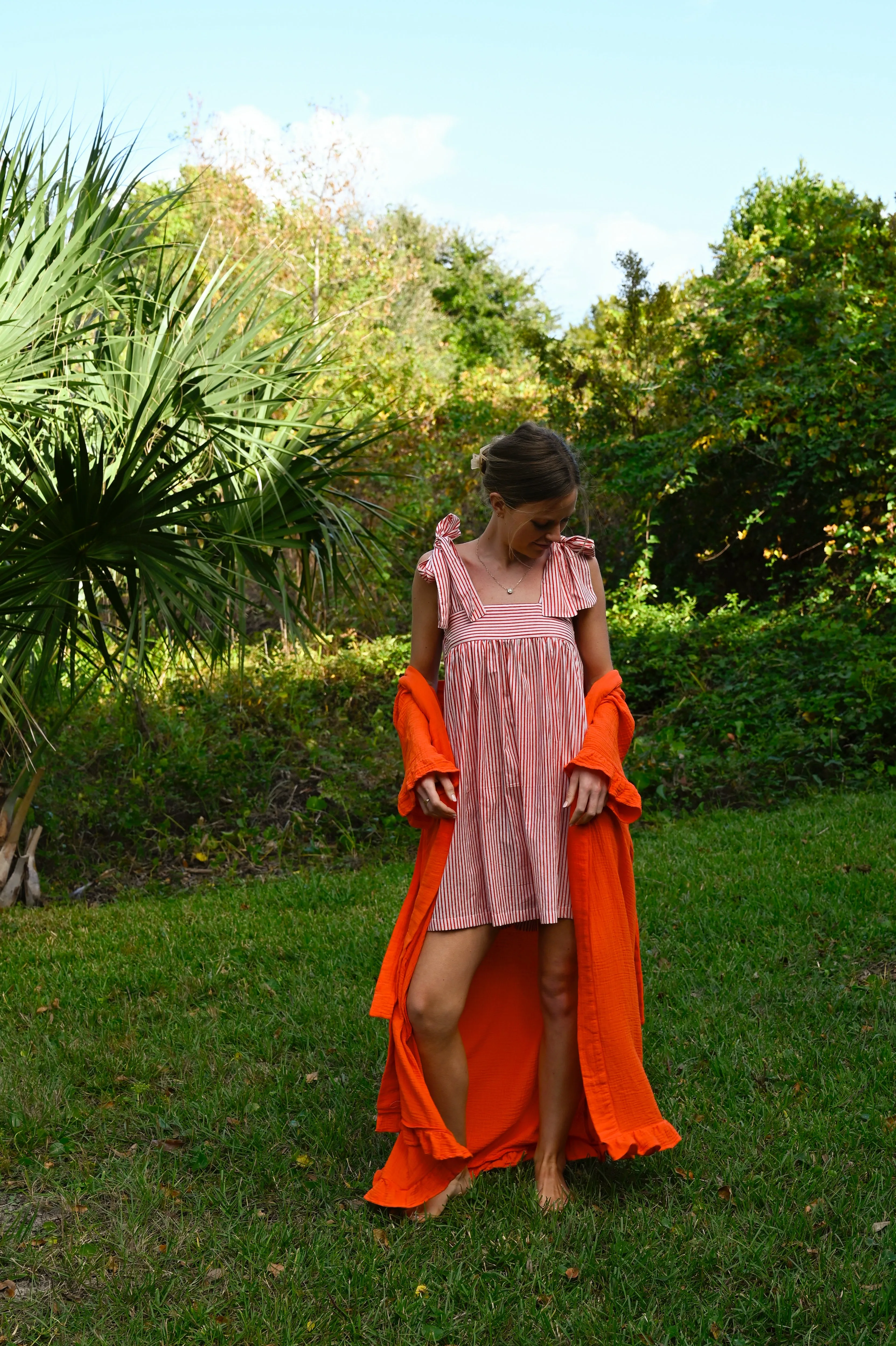 Tie Sleep Dress - Red and White Stipe sold by Darling Loungewear product image thumbnail 3