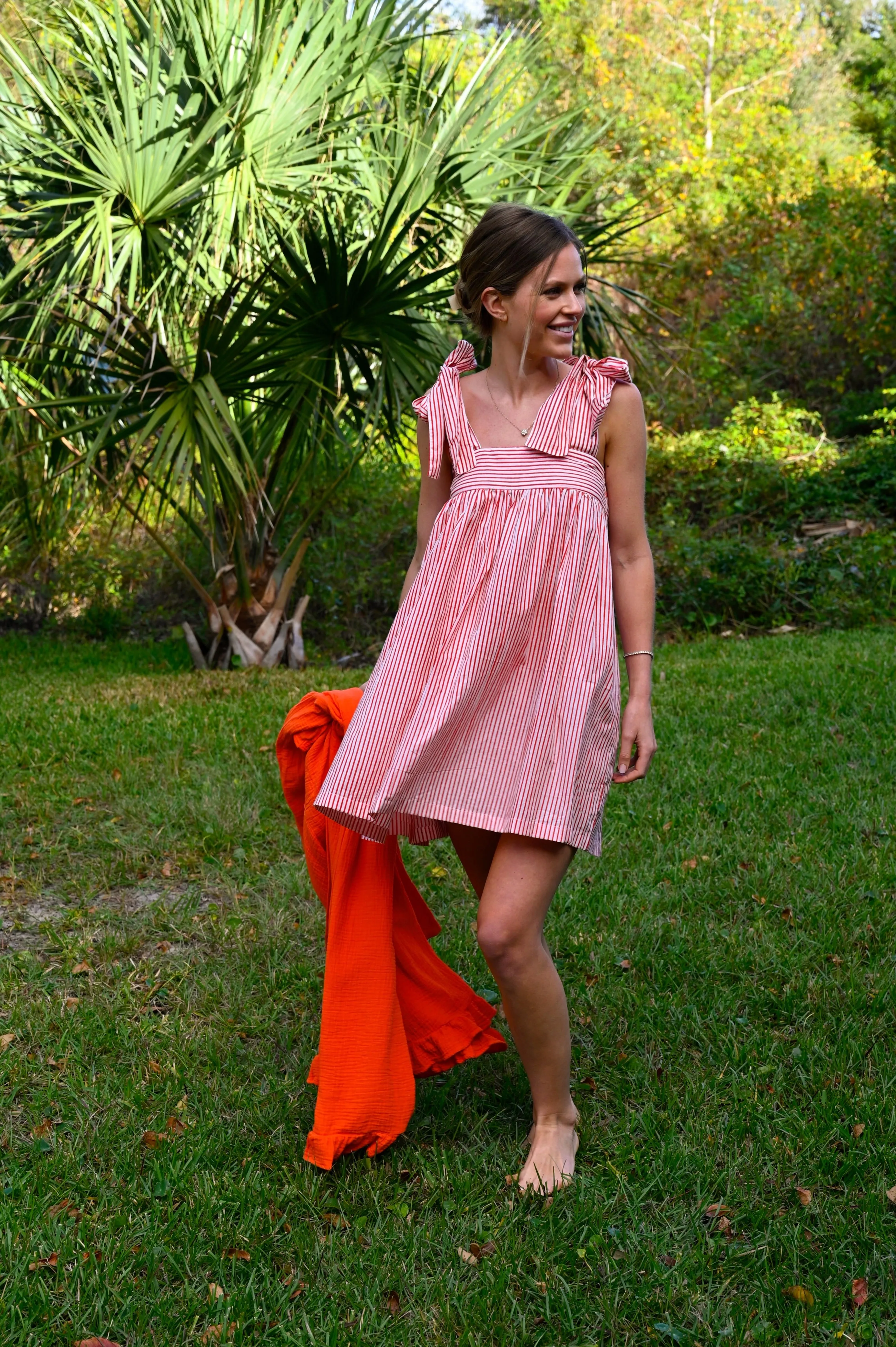 Tie Sleep Dress - Red and White Stipe sold by Darling Loungewear product image thumbnail 4