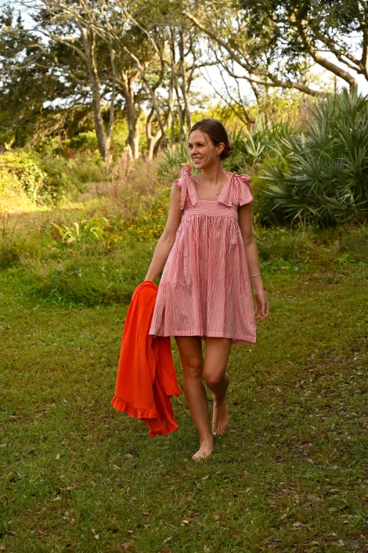 Tie Sleep Dress - Red and White Stipe sold by Darling Loungewear