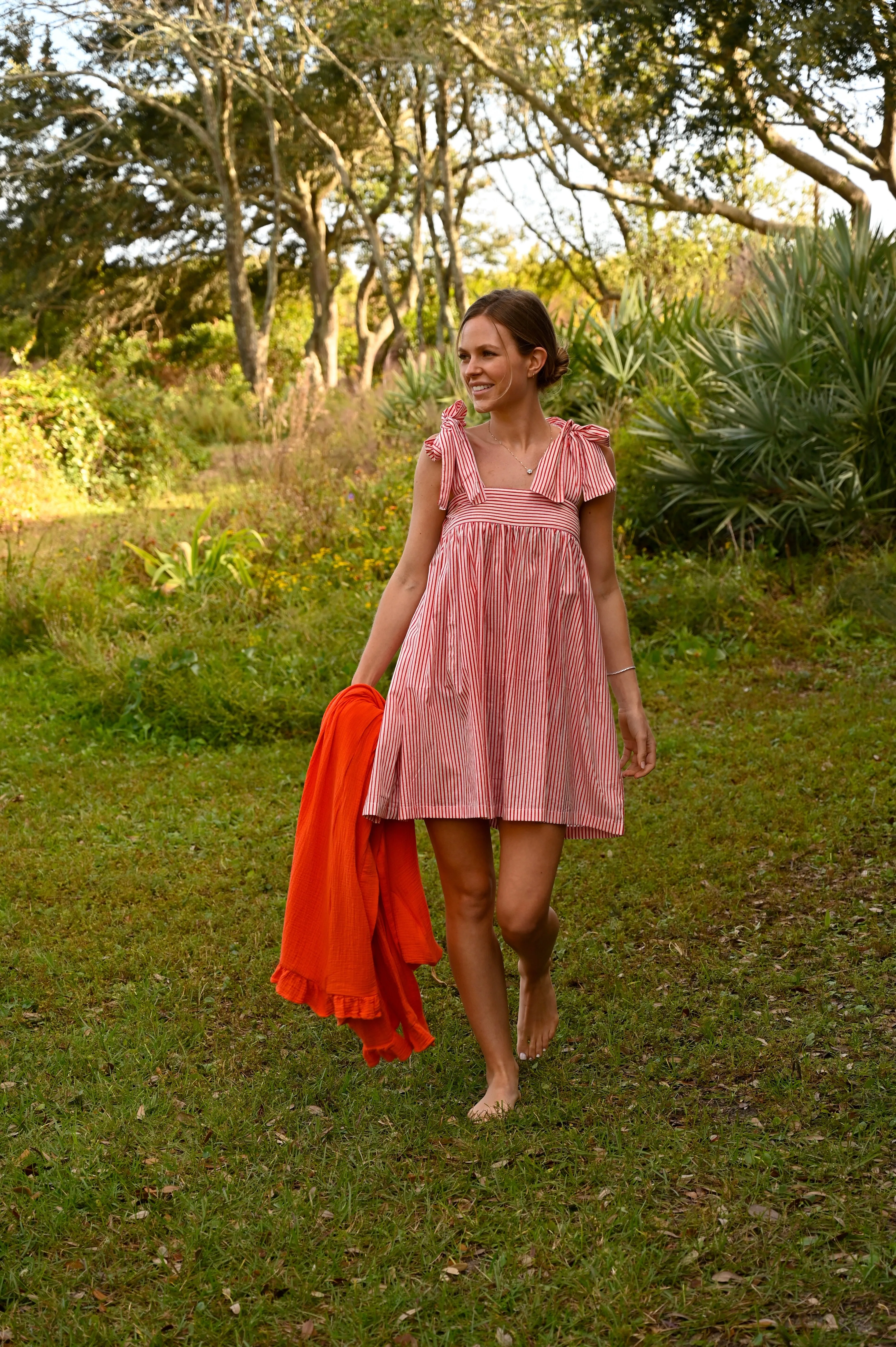 Tie Sleep Dress - Red and White Stipe sold by Darling Loungewear