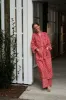 Bathrobe in Red Stripe - Long sold by Darling Loungewear