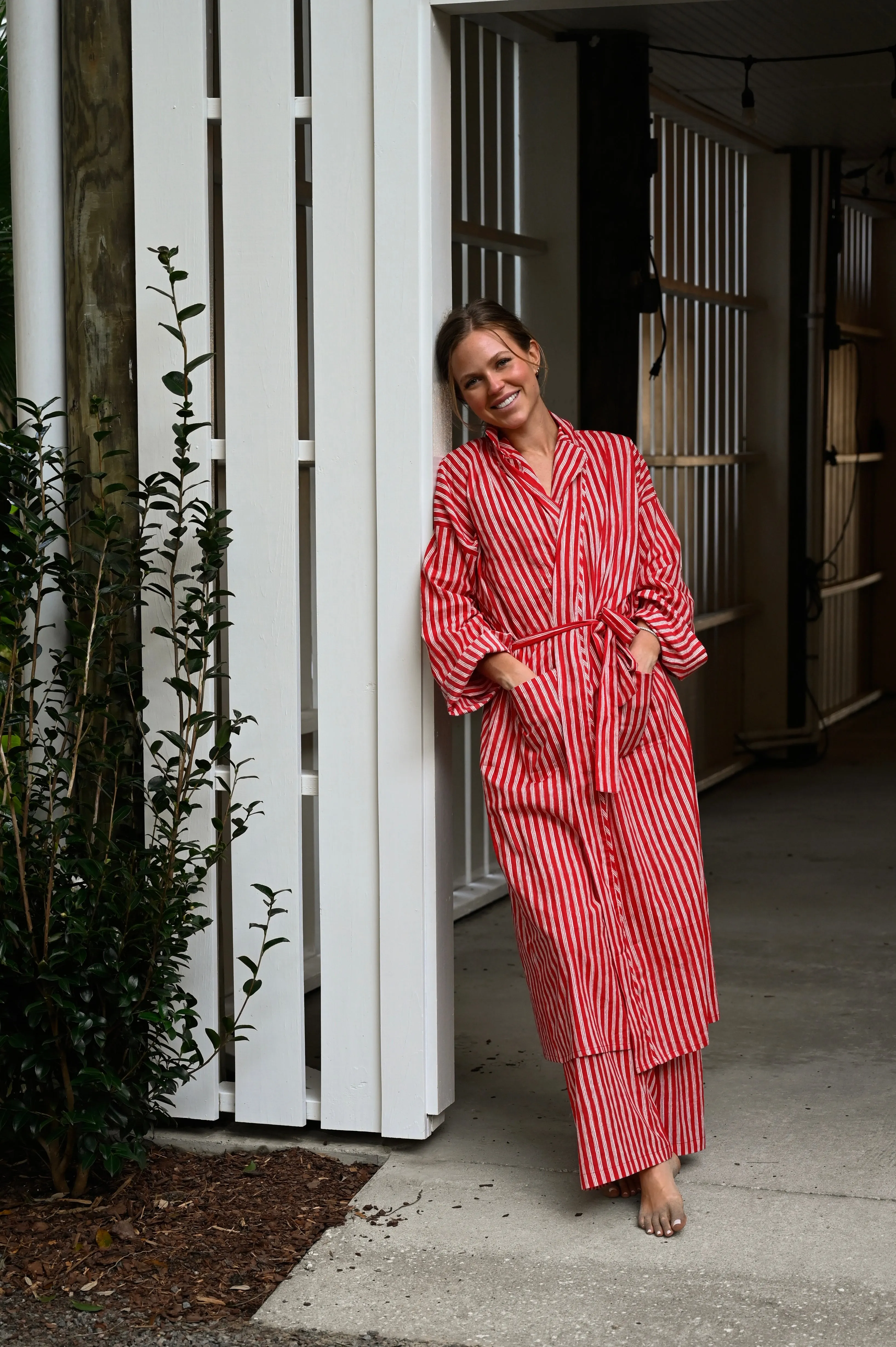 Bathrobe in Red Stripe - Long sold by Darling Loungewear product image thumbnail 2