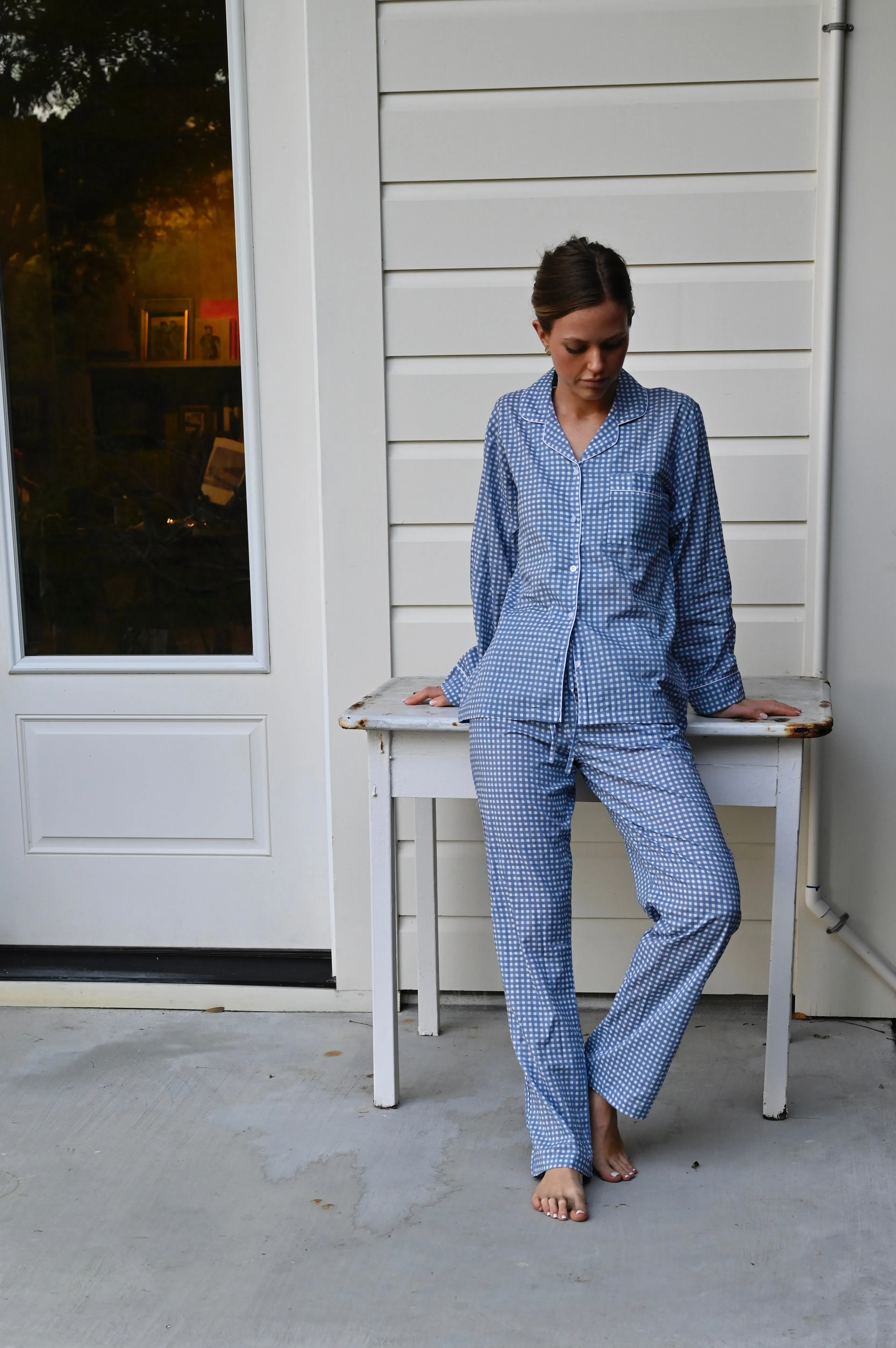 Cozy Pajama Set - Blue Gingham sold by Darling Loungewear product image thumbnail 2