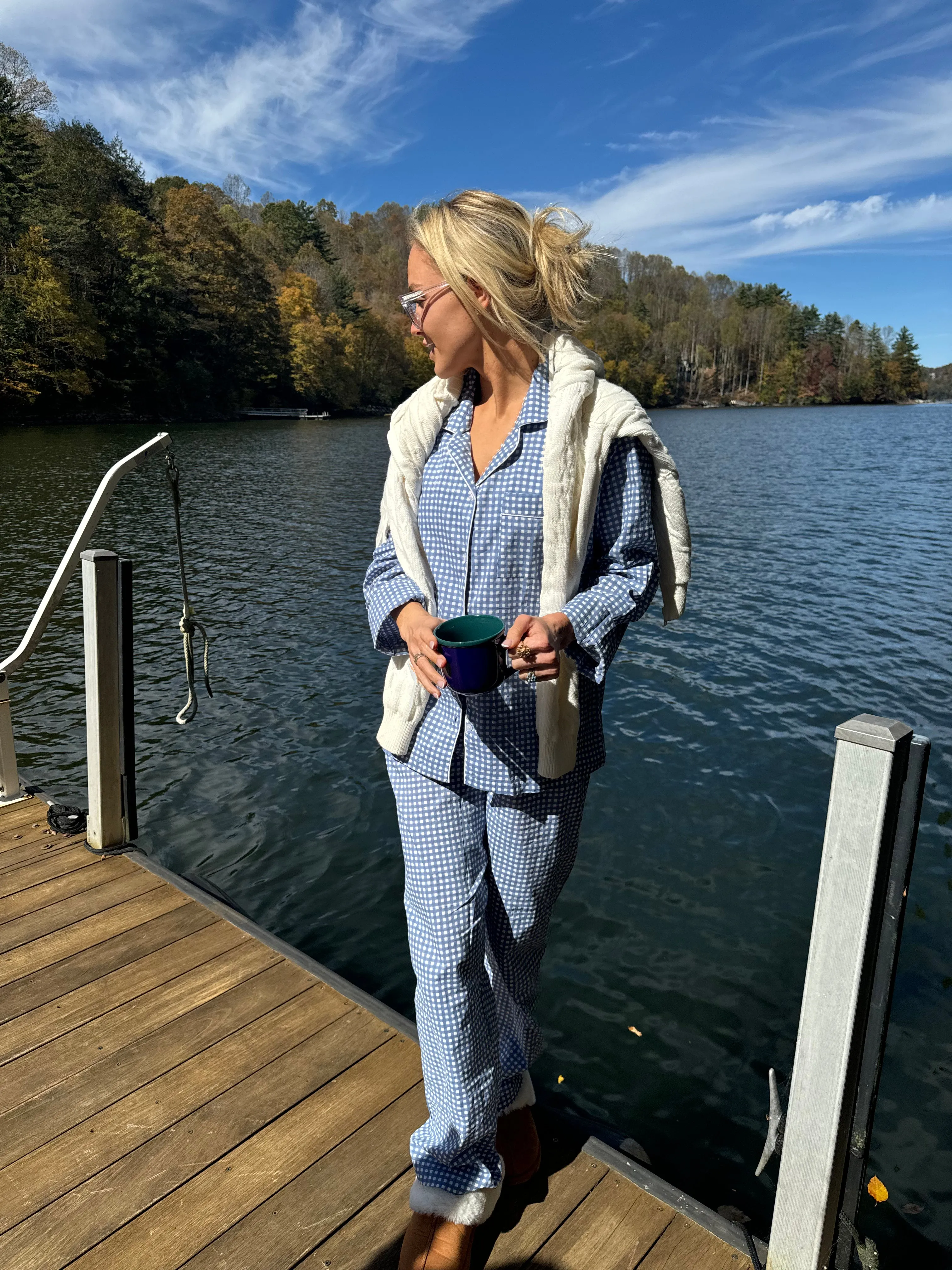 Cozy Pajama Set - Blue Gingham sold by Darling Loungewear product image thumbnail 4