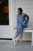 Cozy Pajama Set - Blue Gingham sold by Darling Loungewear