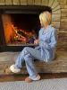Cozy Pajama Set - Blue Gingham sold by Darling Loungewear