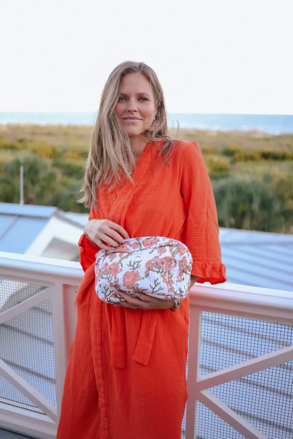 Quilted Cosmetic Bag - Peachy Floral sold by Darling Loungewear product image thumbnail 2