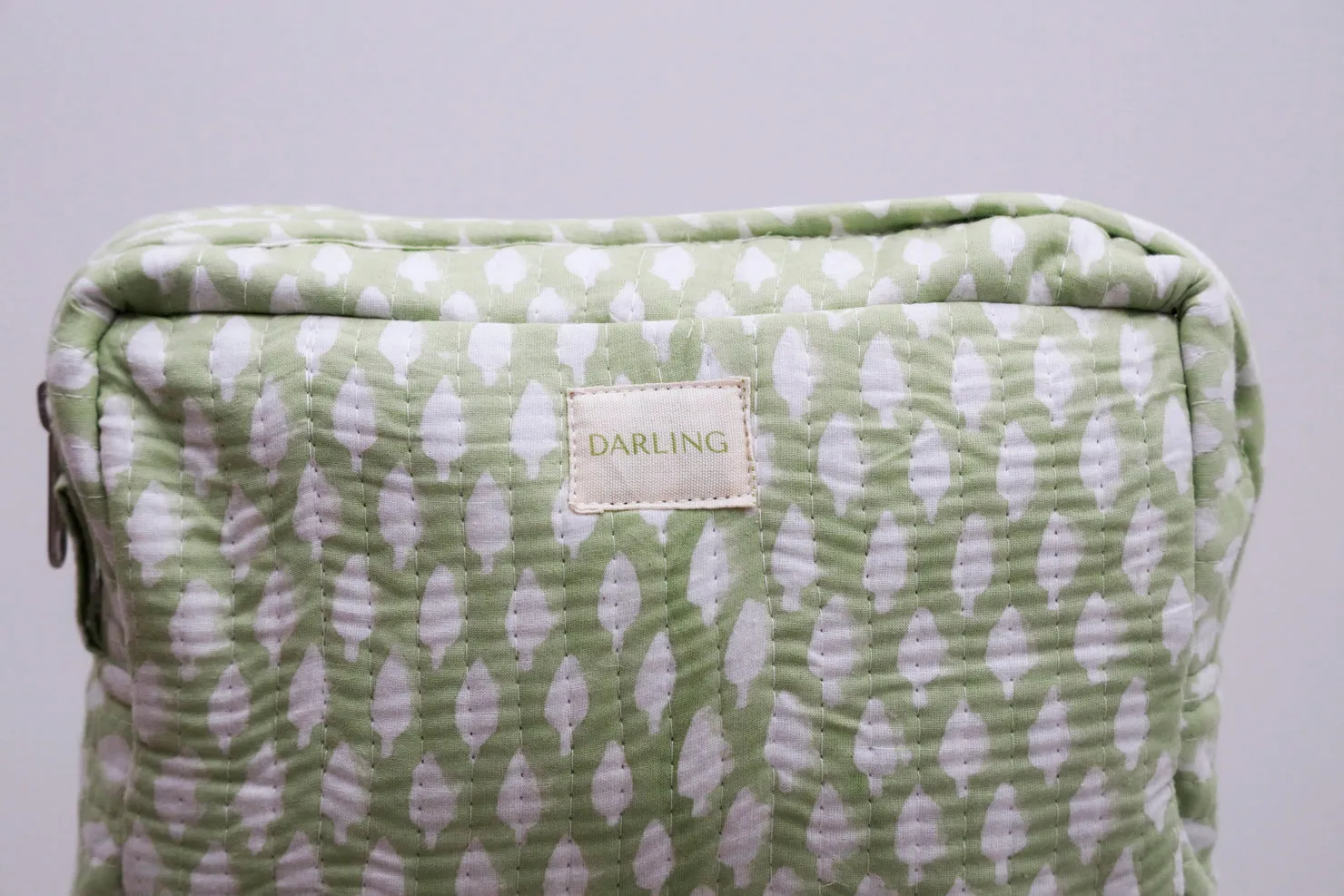 Quilted Cosmetic Bag - Sage Green Leaf sold by Darling Loungewear product image thumbnail 3