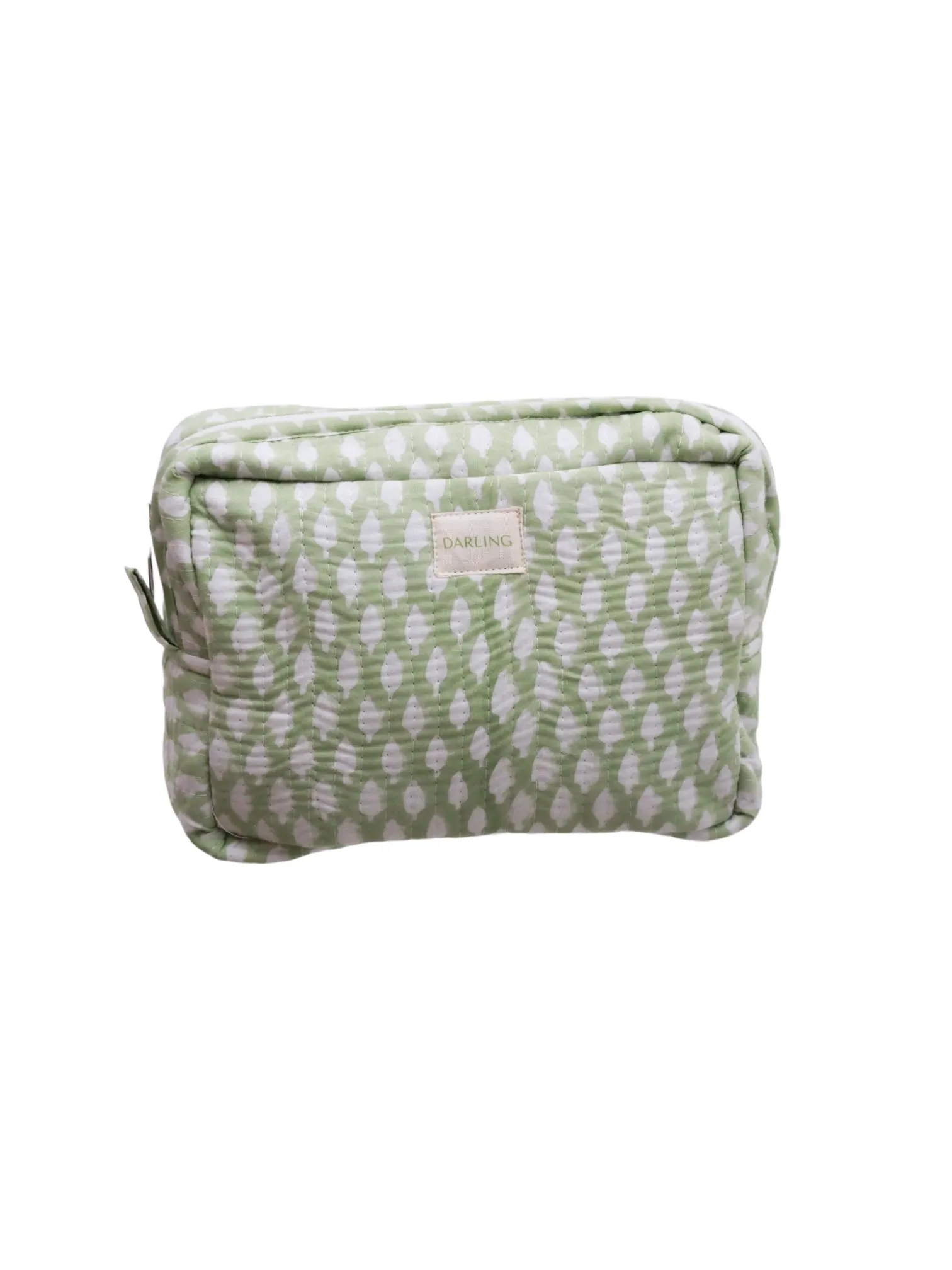Quilted Cosmetic Bag - Sage Green Leaf sold by Darling Loungewear