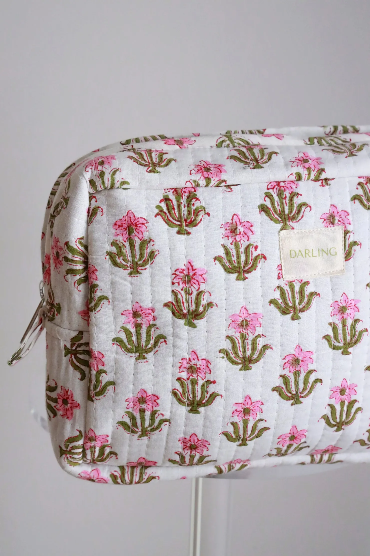 Quilted Cosmetic Bag - Pink Lily sold by Darling Loungewear product image thumbnail 2