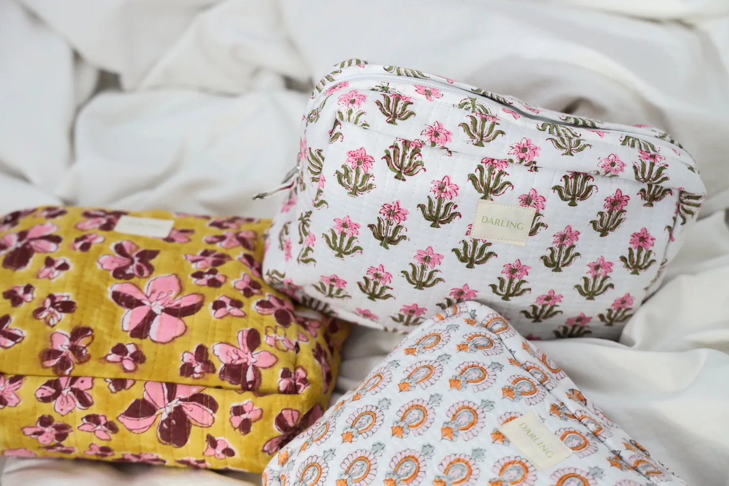 Quilted Cosmetic Bag - Pink Lily sold by Darling Loungewear product image thumbnail 3