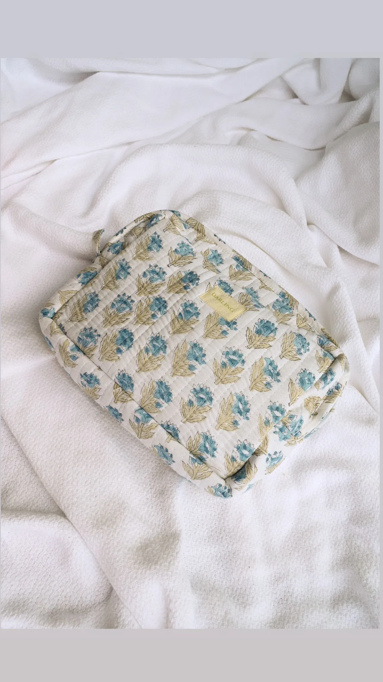 Quilted Cosmetic Bag - Blue Cornflower sold by Darling Loungewear product image thumbnail 2