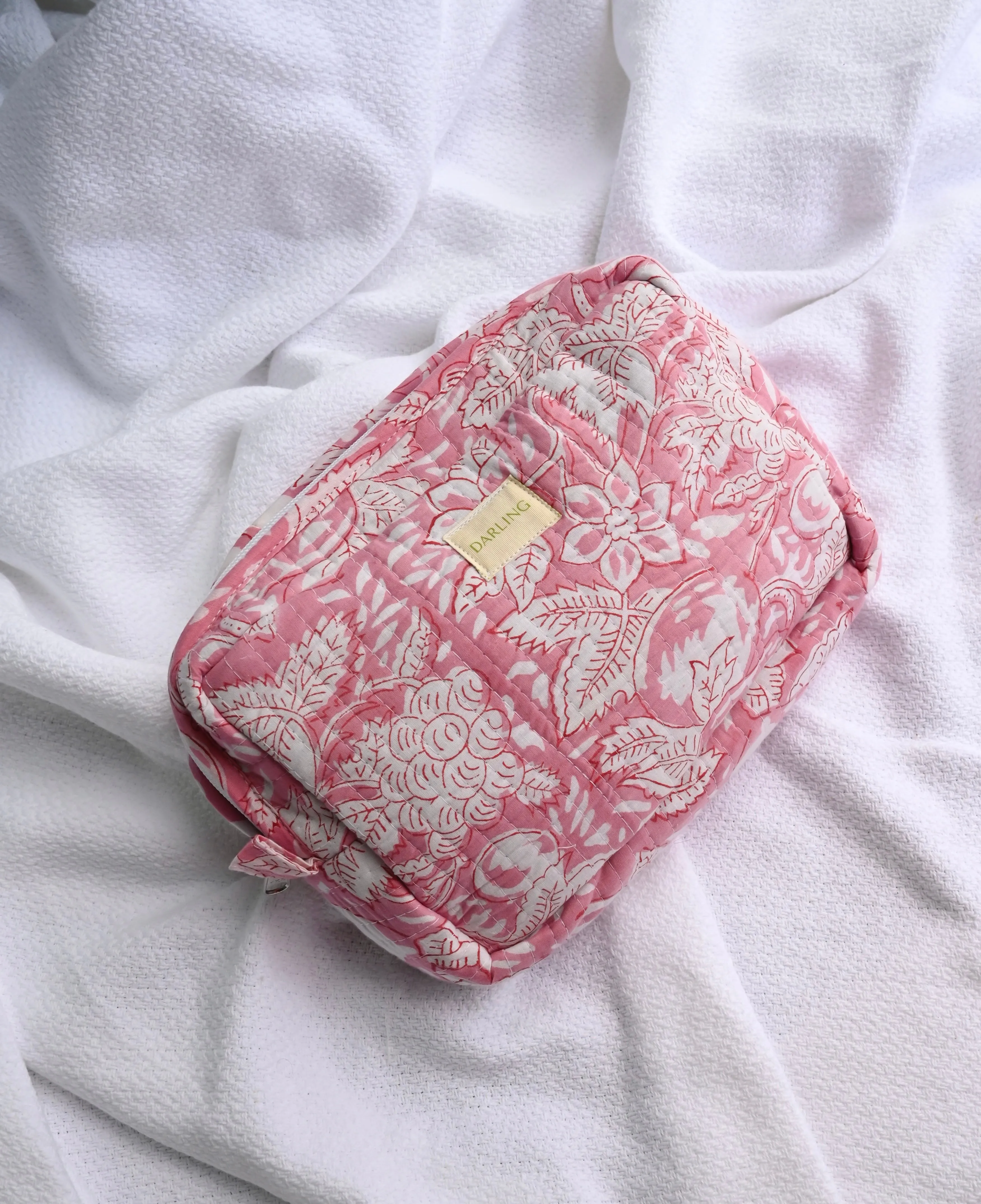 Quilted Cosmetic Bag - Pinky Promise sold by Darling Loungewear