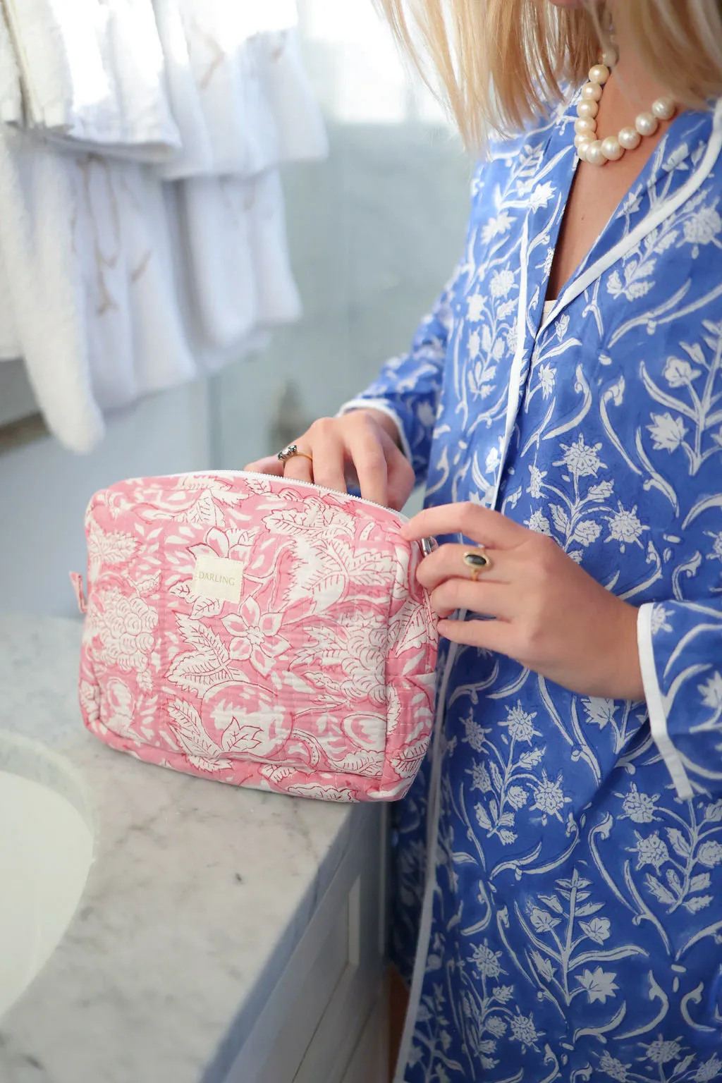 Quilted Cosmetic Bag - Pinky Promise sold by Darling Loungewear product image thumbnail 4