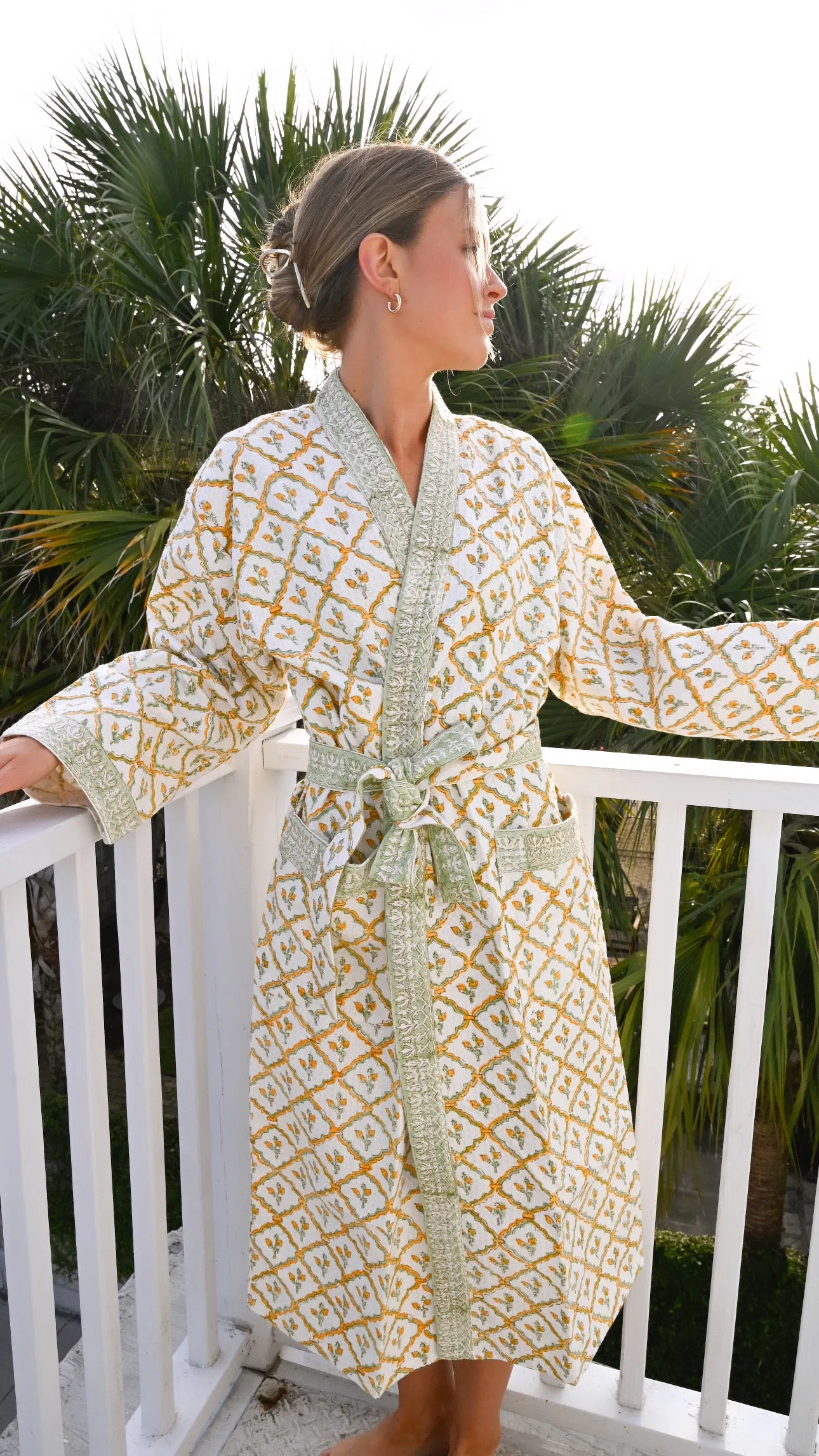 Waffle Bathrobe in Lemon Lattice sold by Darling Loungewear product image thumbnail 3